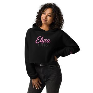 Sudadera Crop Hoodie Negra con Logo Elysa